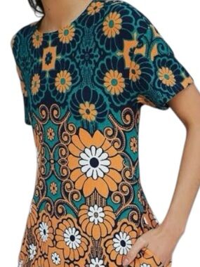 Women's Anthropologie Maeve Floral Mini Shift Dress Size 3XL with Pockets